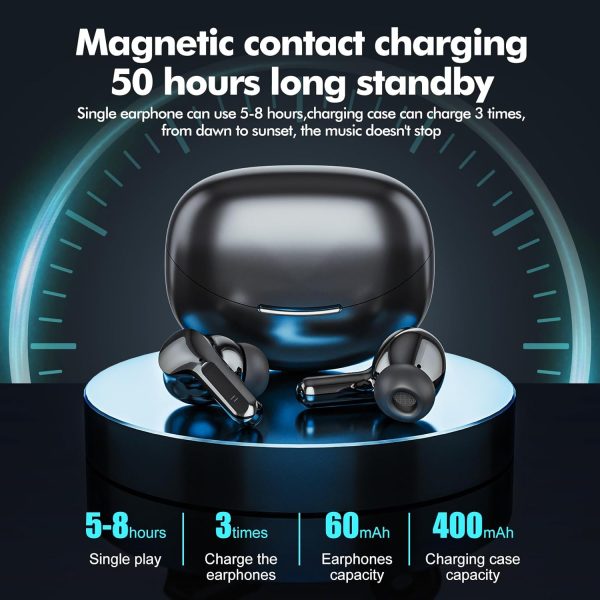 Wireless Earbuds Bluetooth 5.3 Headphones HiFi Stereo, Wireless Earphones with Noise Cancelling Mic, 50H Playback Ear Buds with LED Digital Display for iOS/Andriod - Image 3