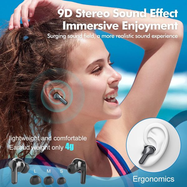 Wireless Earbuds Bluetooth 5.3 Headphones HiFi Stereo, Wireless Earphones with Noise Cancelling Mic, 50H Playback Ear Buds with LED Digital Display for iOS/Andriod - Image 5