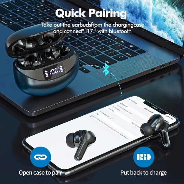 Wireless Earbuds Bluetooth 5.3 Headphones HiFi Stereo, Wireless Earphones with Noise Cancelling Mic, 50H Playback Ear Buds with LED Digital Display for iOS/Andriod - Image 6